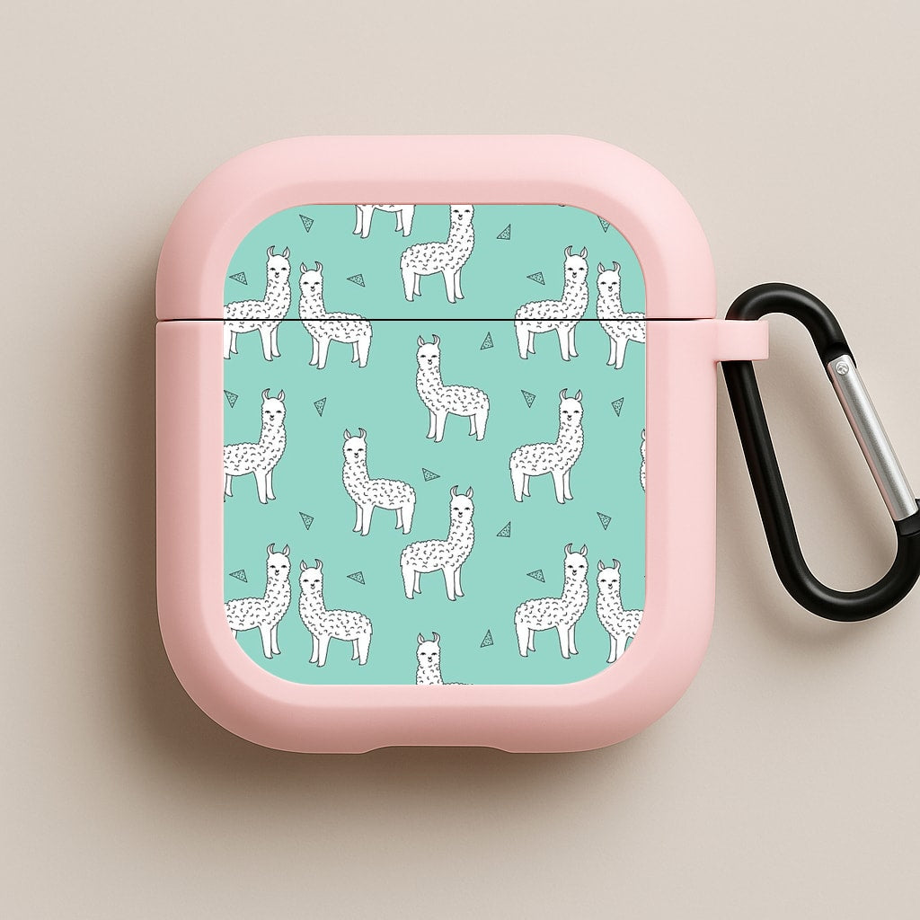 Mint Alpaca Pattern Pink AirPods Case