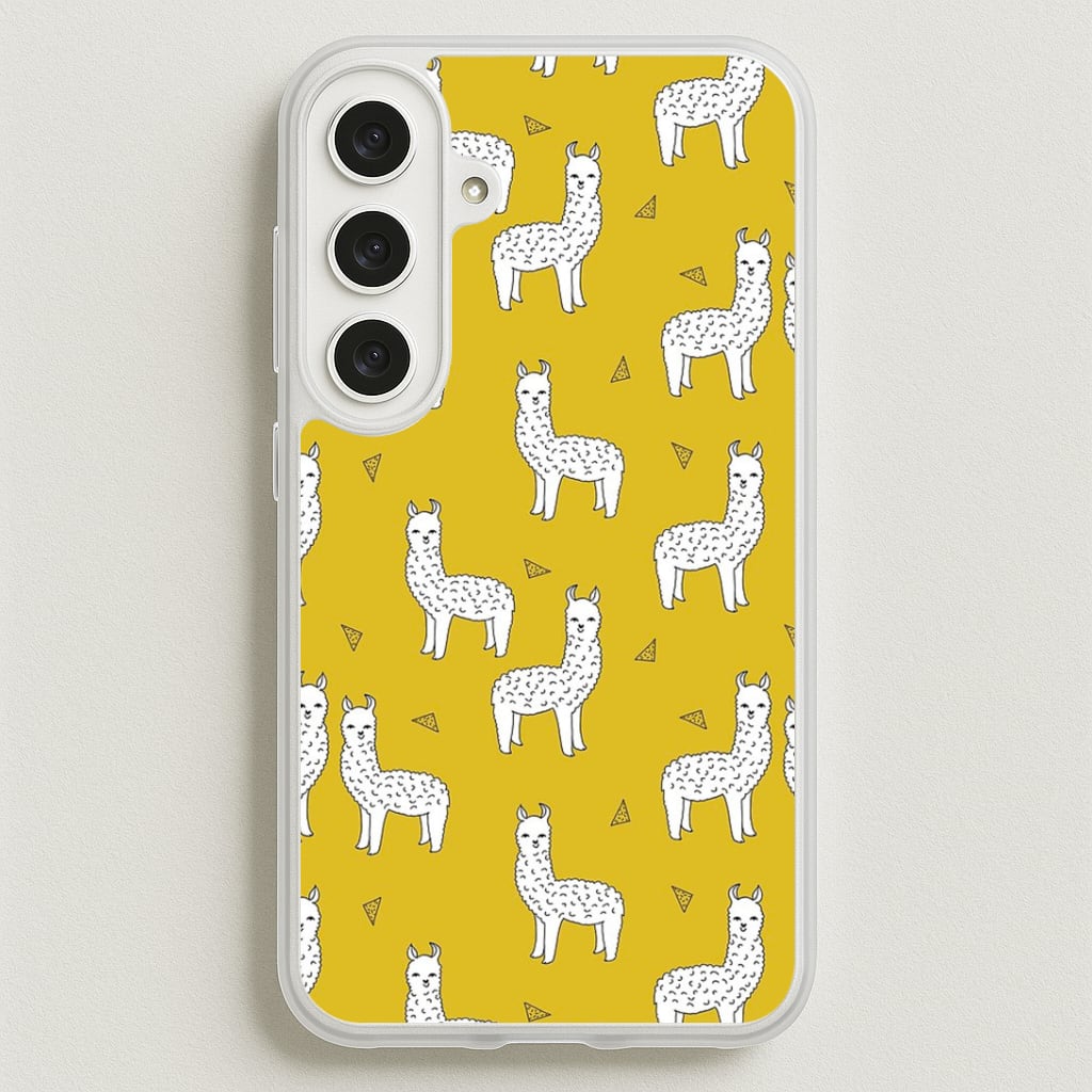 Mustard Alpaca Pattern Phone Case for Galaxy S25FE