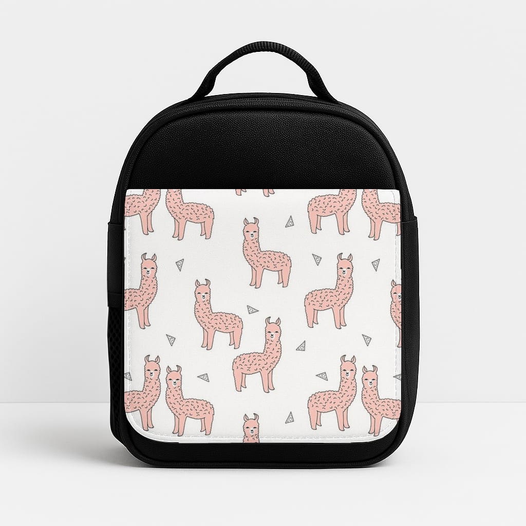 Pale Pink Alpaca Pattern Insulated Lunchbox