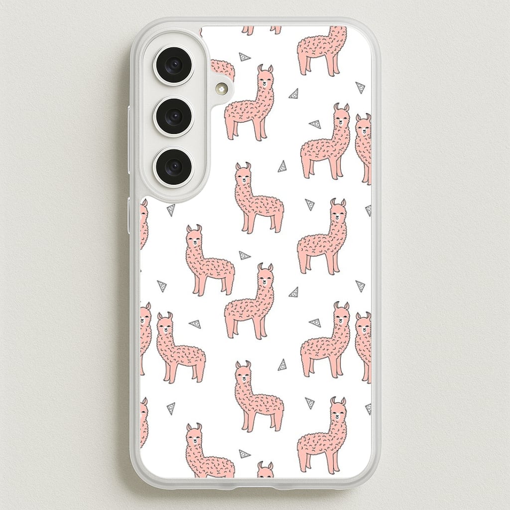 Pale Pink Alpaca Pattern Phone Case for Galaxy S25FE