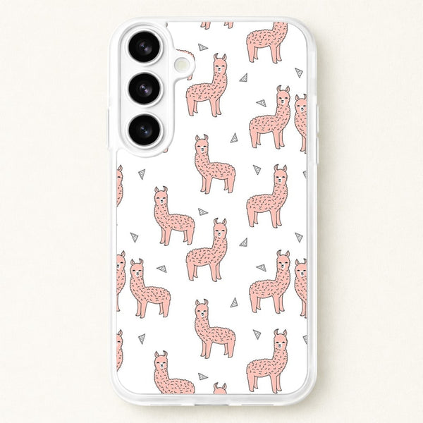 Pale Pink Alpaca Pattern Phone Case for Galaxy S26 Plus