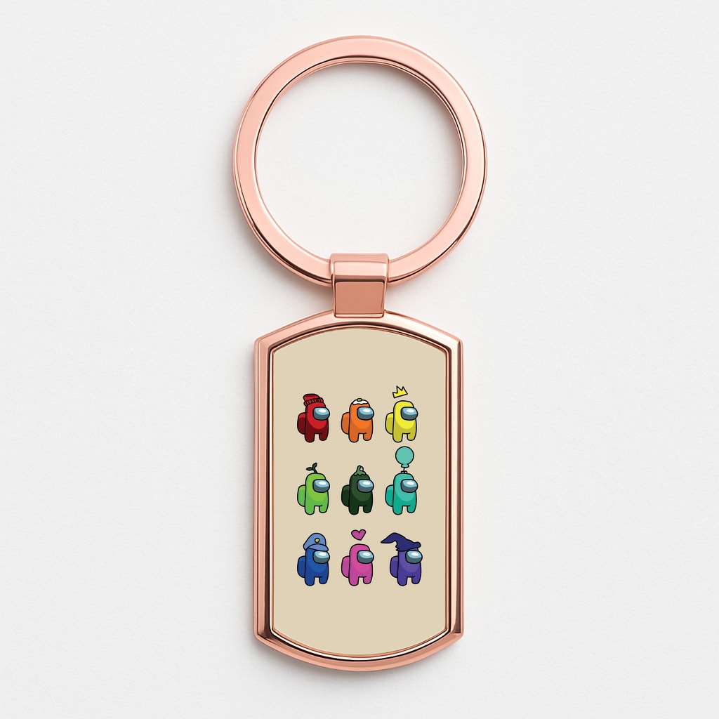 Among Gaming characters Rose Gold Keyring