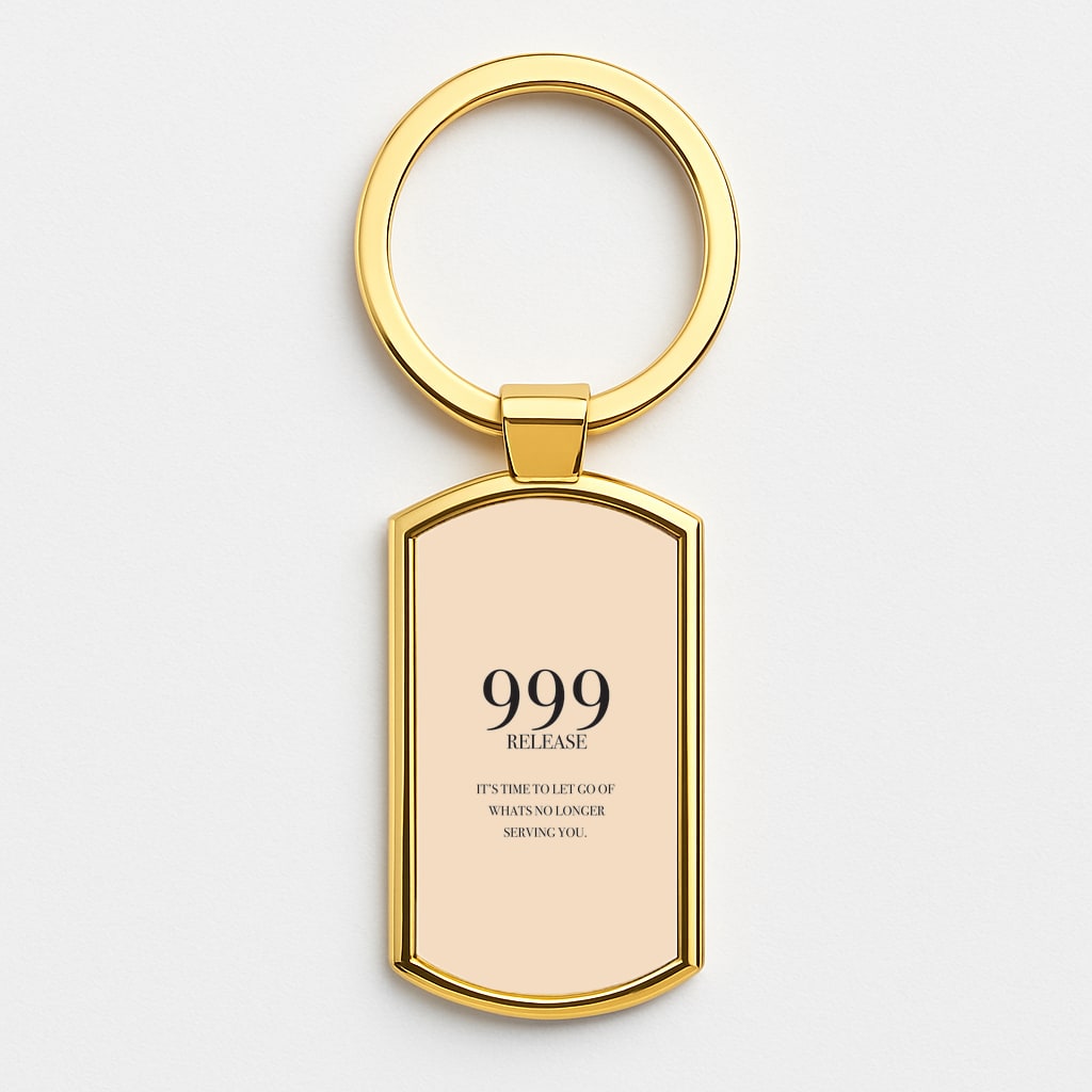 999 - Angel Numbers Gold Keyring