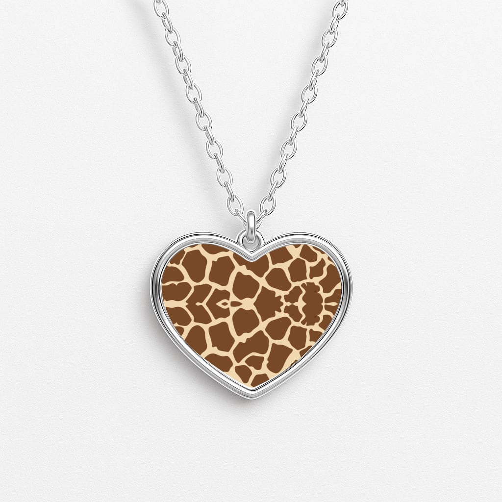 Giraffe - Animal Patterns Heart Necklace