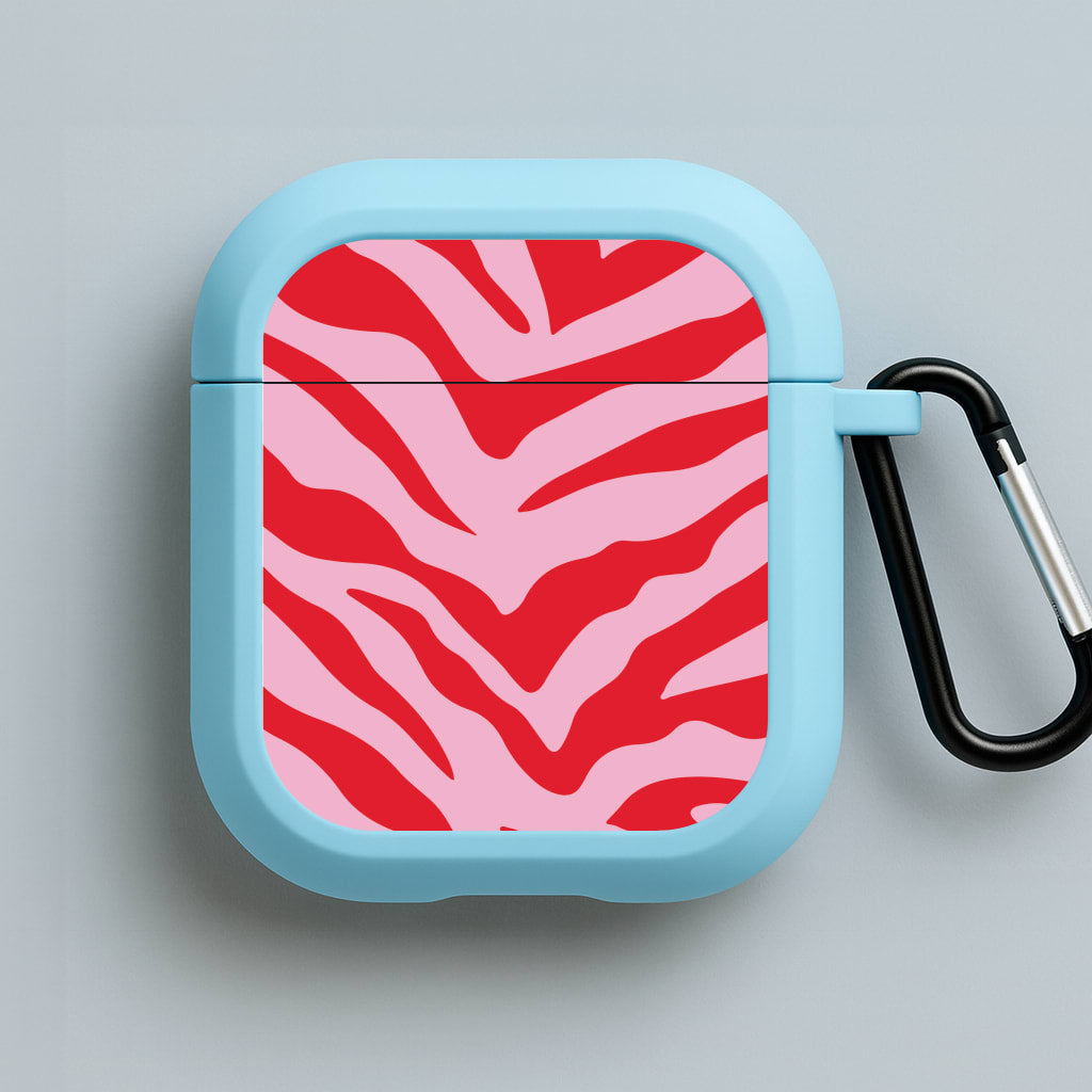 Pink Zebra - Animal Patterns Blue AirPods Case