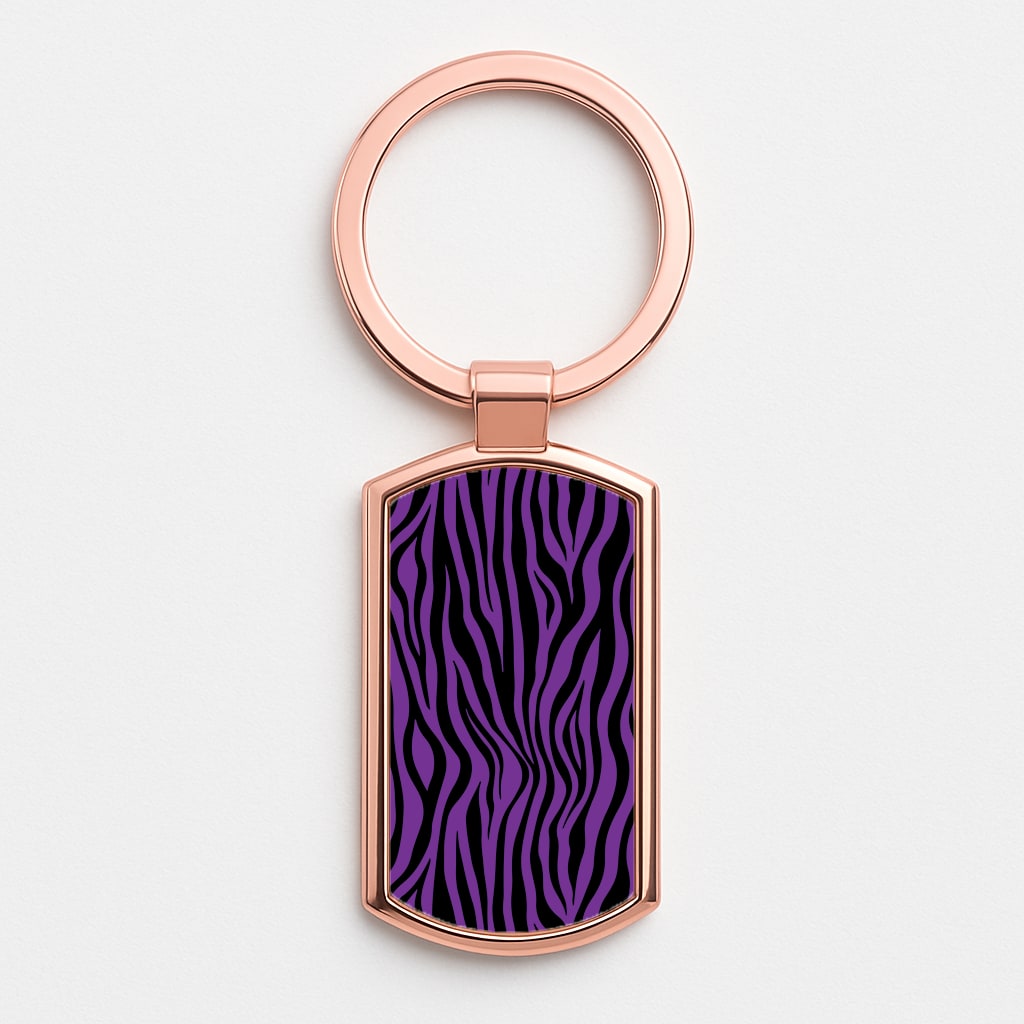 Purple Zebra - Animal Patterns Rose Gold Keyring