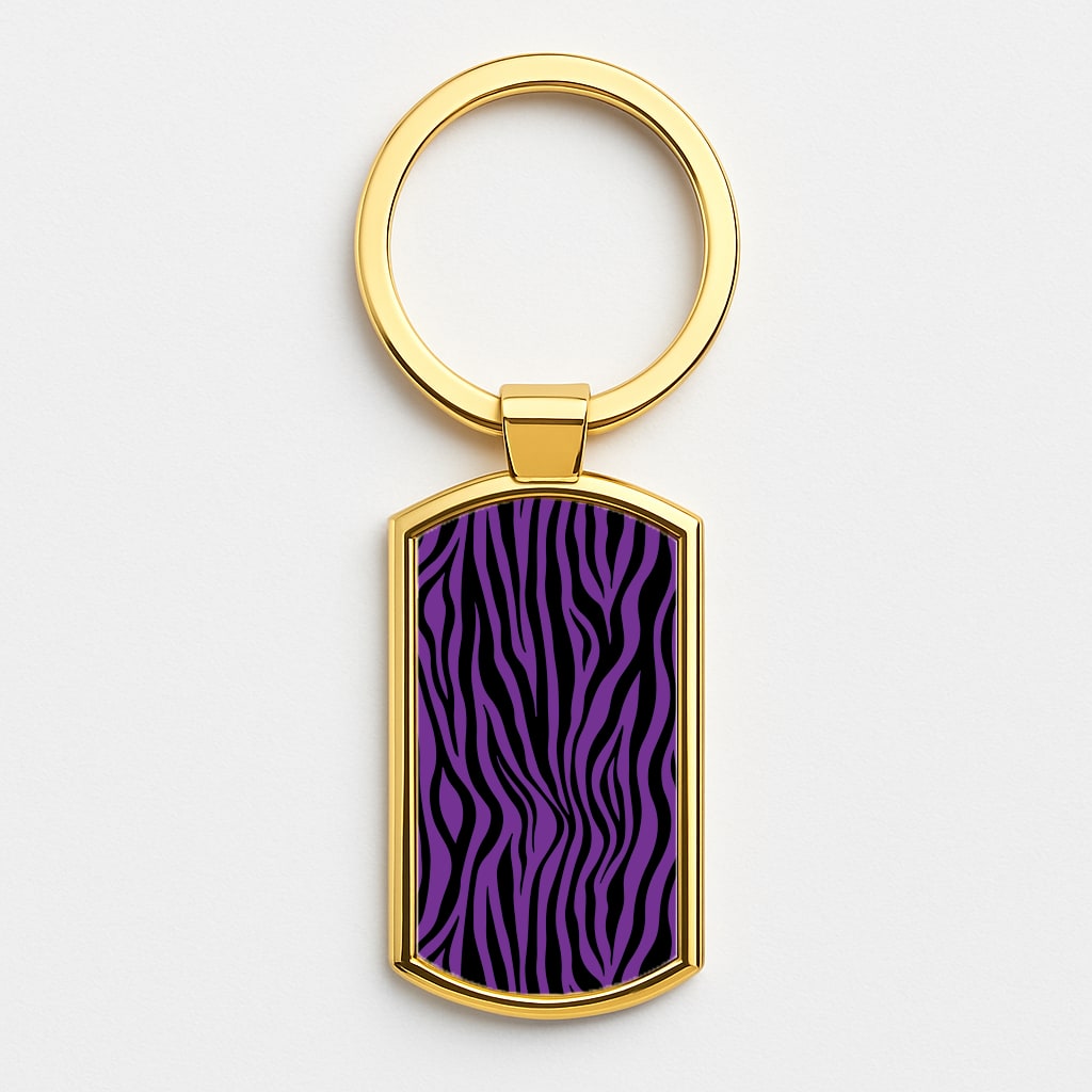 Purple Zebra - Animal Patterns Gold Keyring