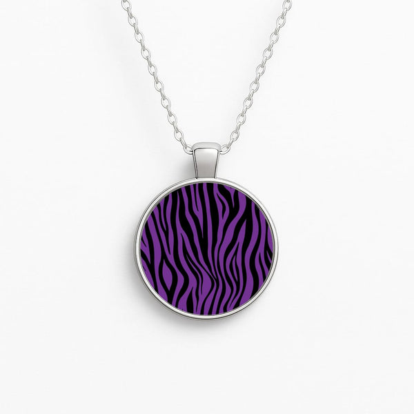 Purple Zebra - Animal Patterns Circle Necklace