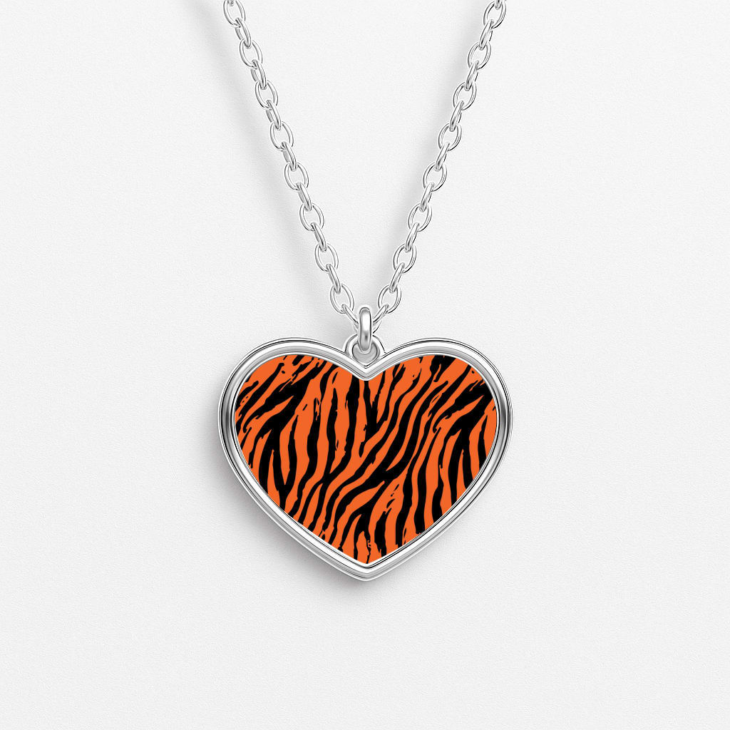 Tiger - Animal Patterns Heart Necklace
