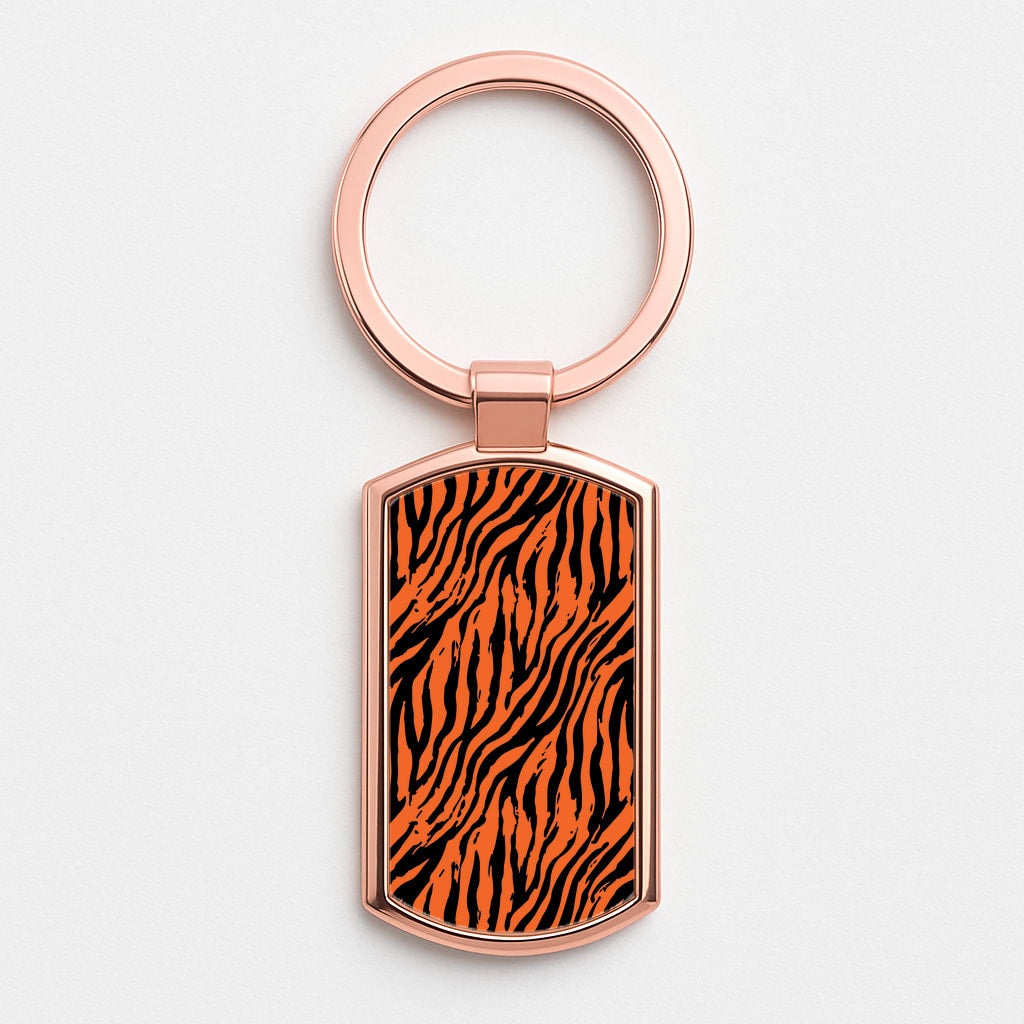 Tiger - Animal Patterns Rose Gold Keyring