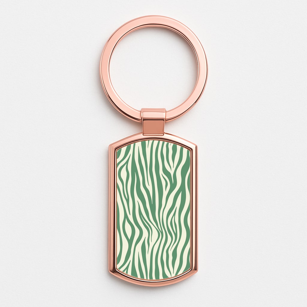Green Zebra - Animal Patterns Rose Gold Keyring