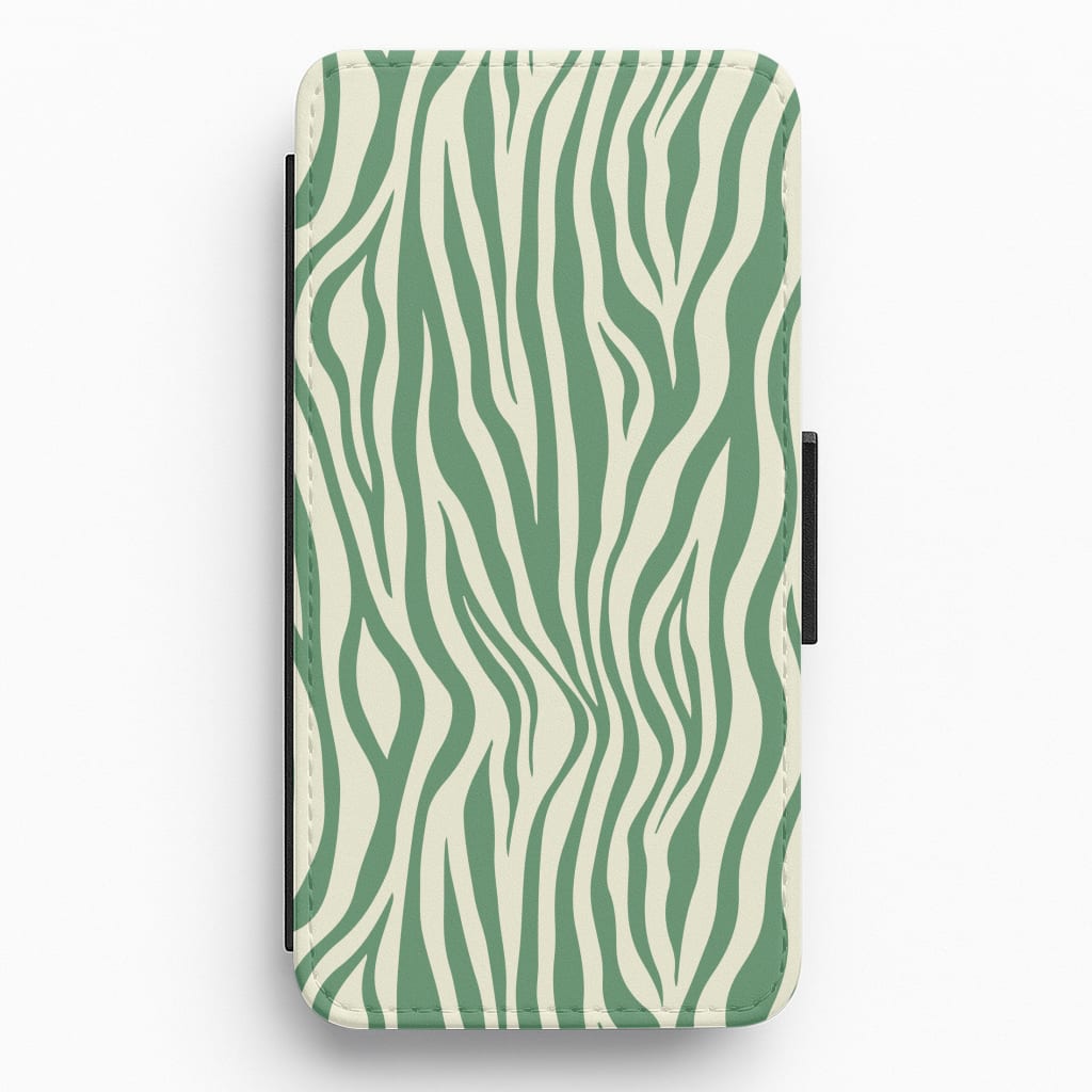 Green Zebra - Animal Patterns Flip / Wallet Phone Case