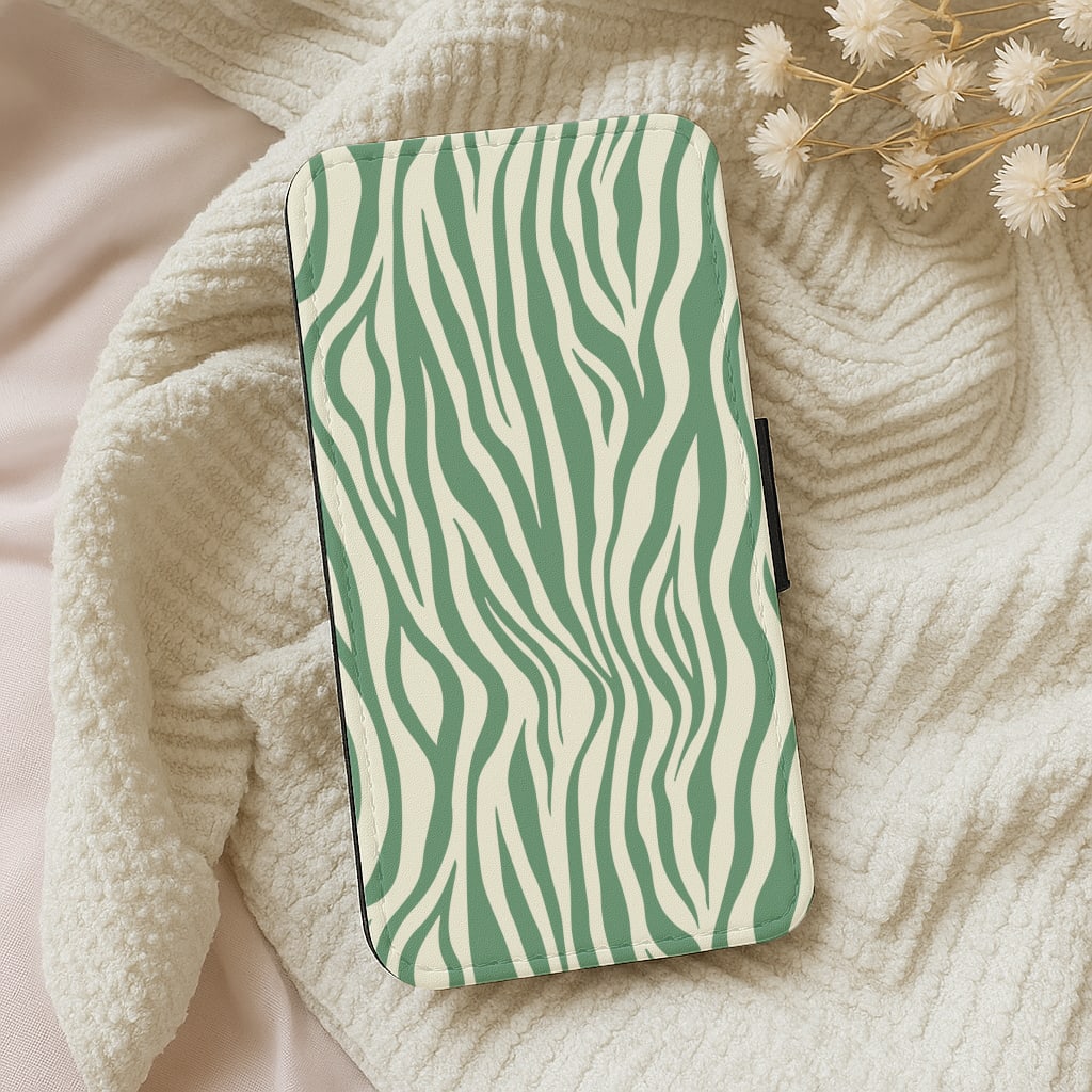 Green Zebra - Animal Patterns Wallet Phone Case