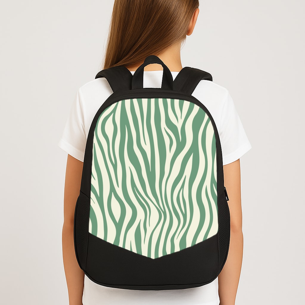 Green Zebra - Animal Patterns Large School Bag