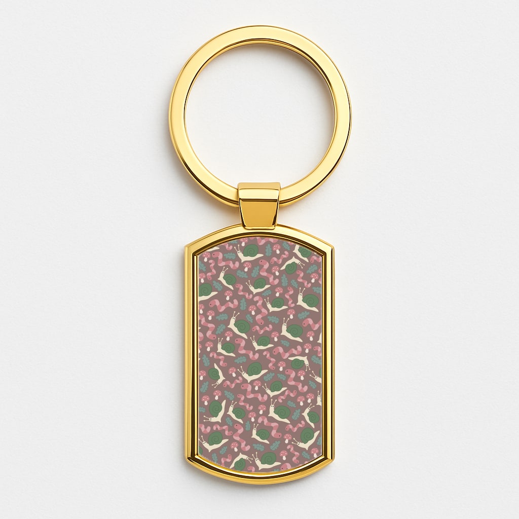 Snails - Animal Patterns Gold Keyring