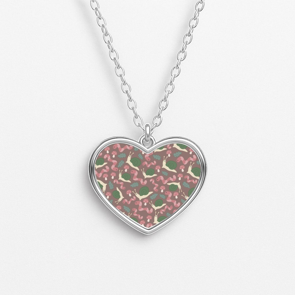 Snails - Animal Patterns Heart Necklace