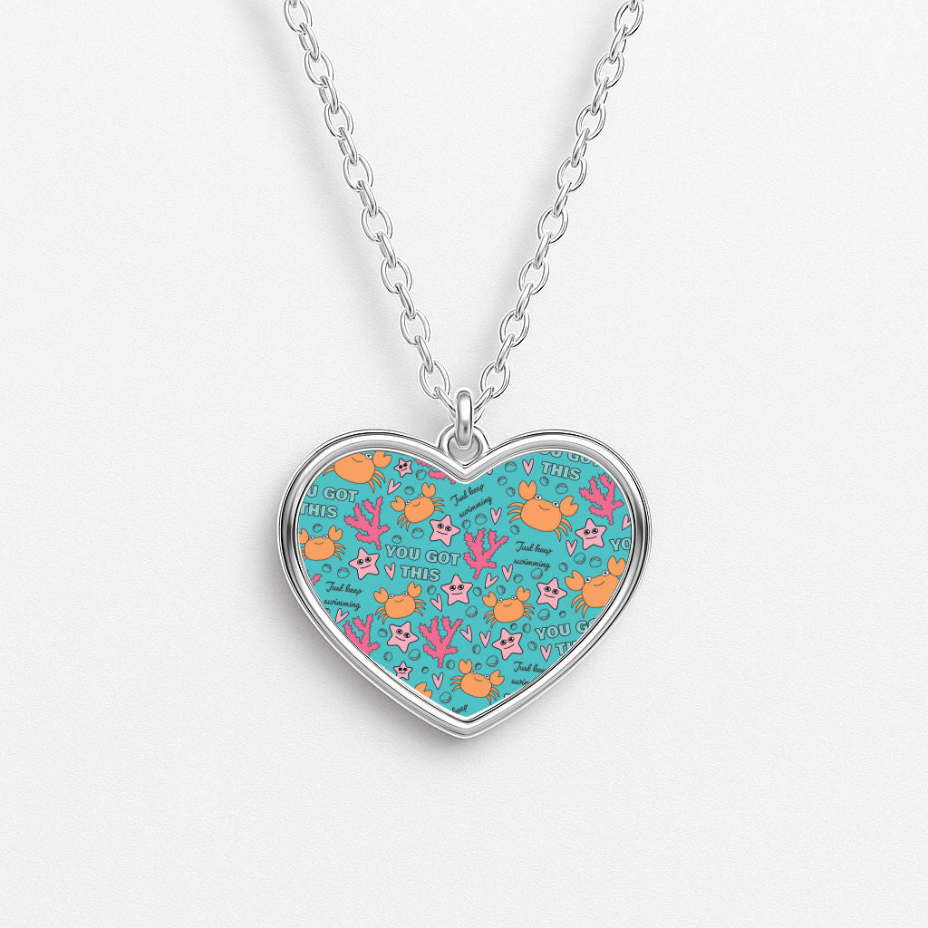 Crabs - Animal Patterns Heart Necklace