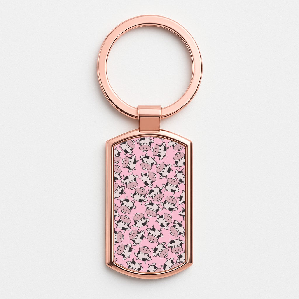 Cows - Animal Patterns Rose Gold Keyring