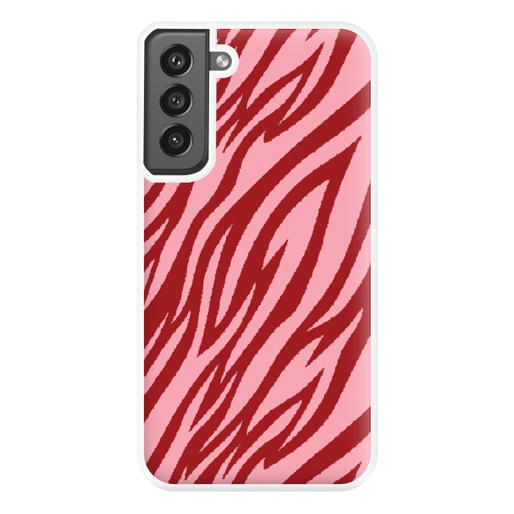 Red And Pink Tiger Print Phone Case for Galaxy S21FE
