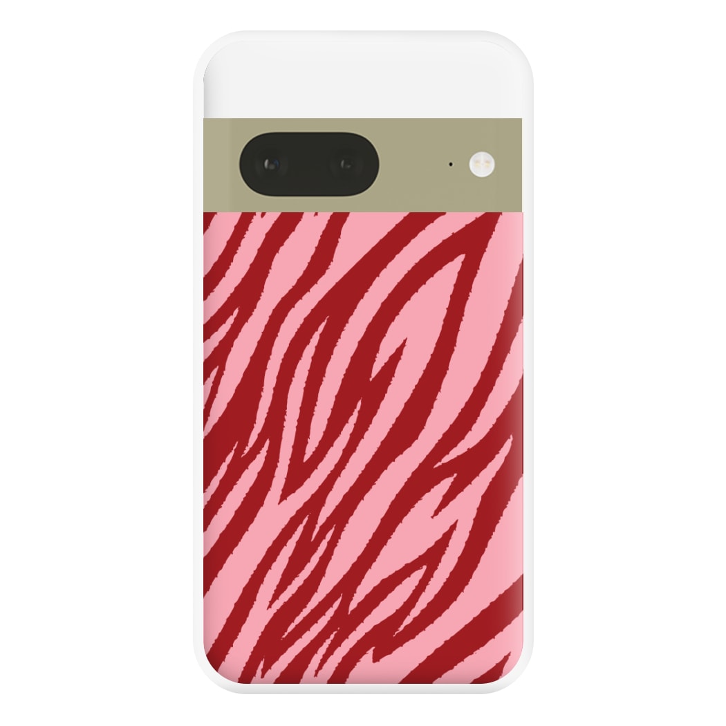 Red And Pink Tiger Print Phone Case for Google Pixel 7a
