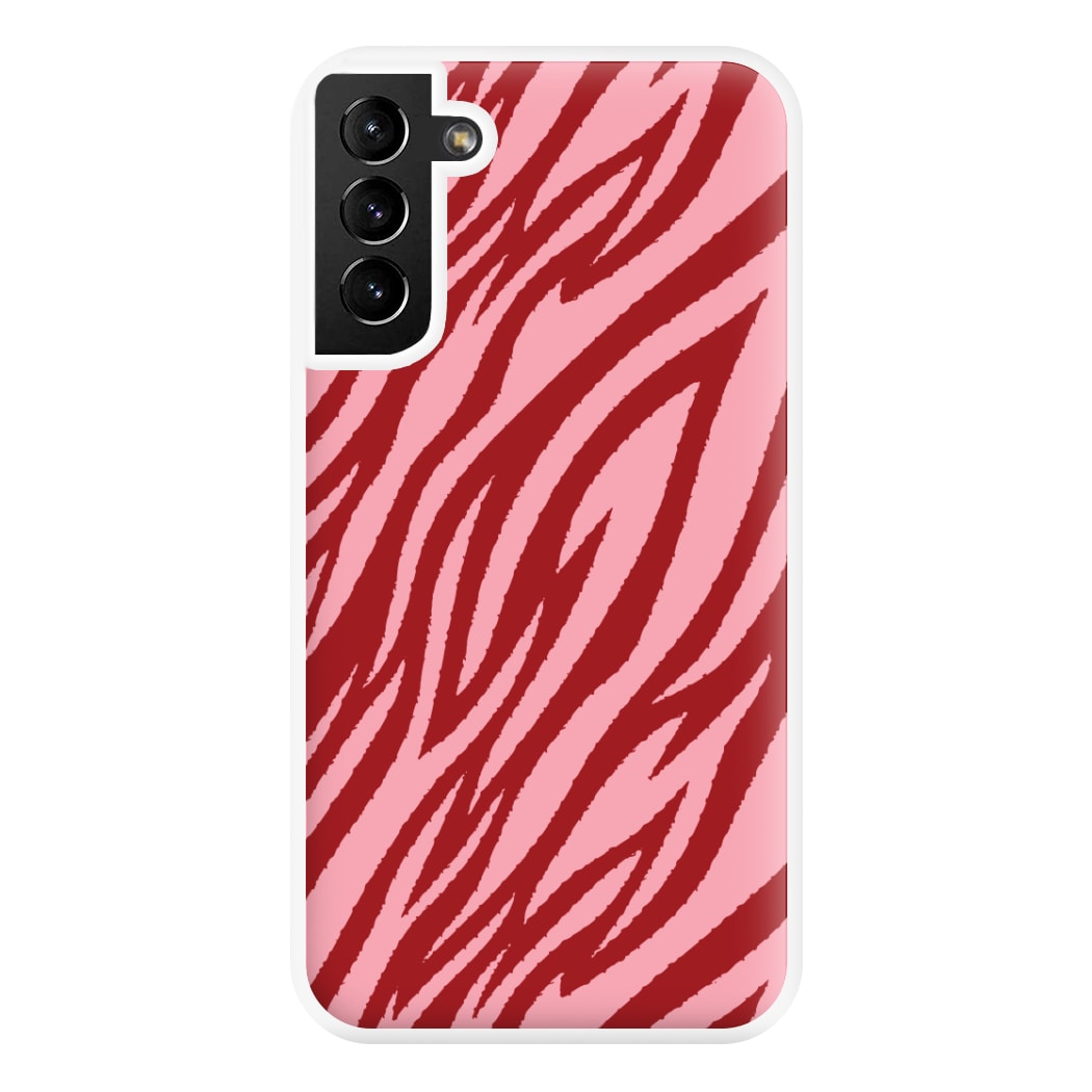 Red And Pink Tiger Print Phone Case for Galaxy S21 Plus