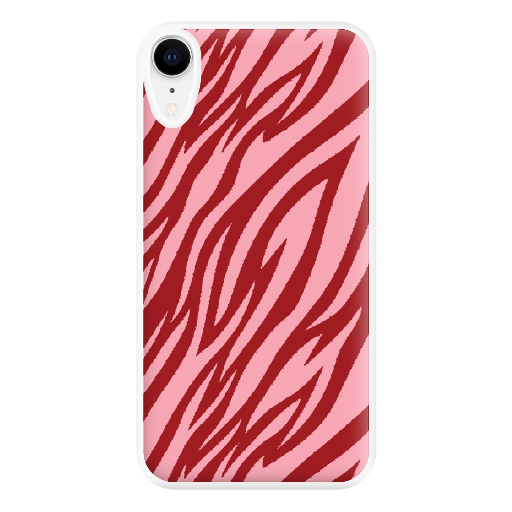 Red And Pink Tiger Print Phone Case for iPhone XR