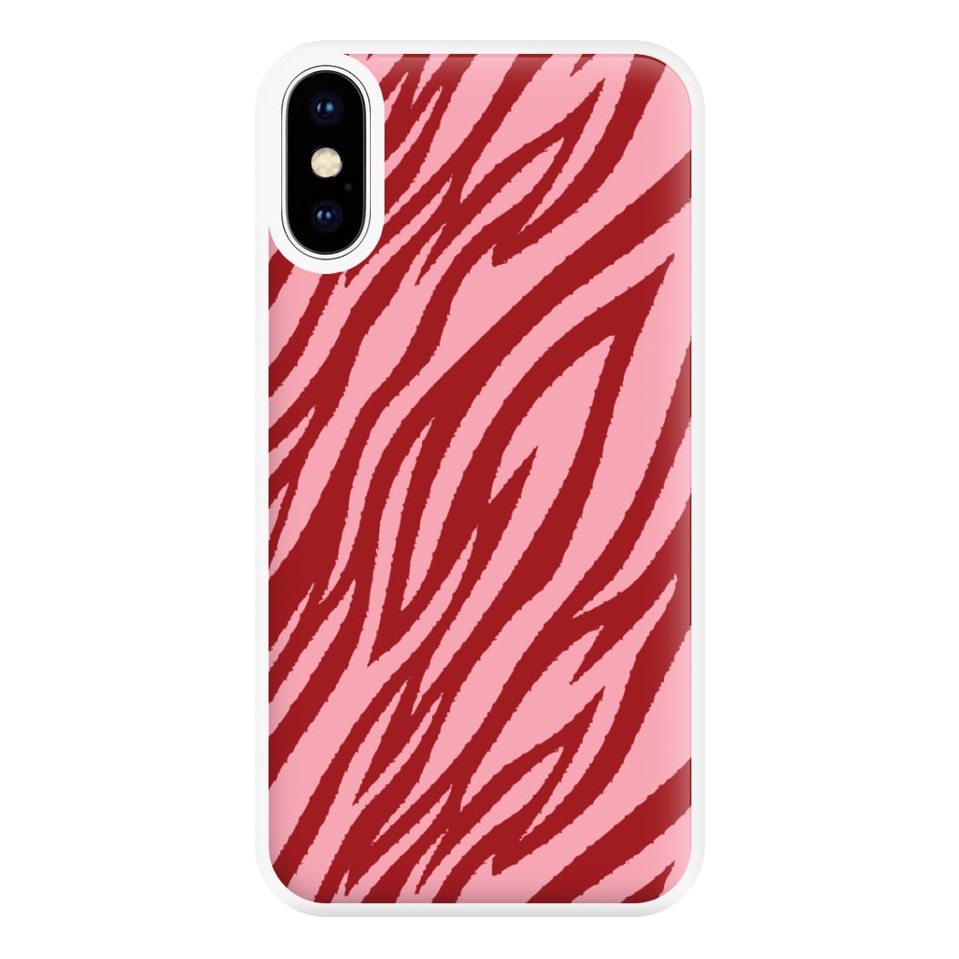 Red And Pink Tiger Print Phone Case for iPhone XS Max