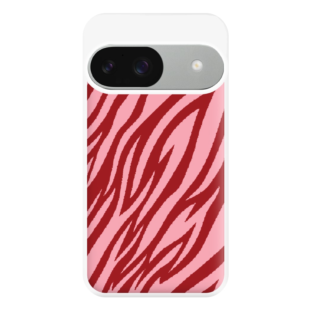 Red And Pink Tiger Print Phone Case for Google Pixel 9 / 9 Pro