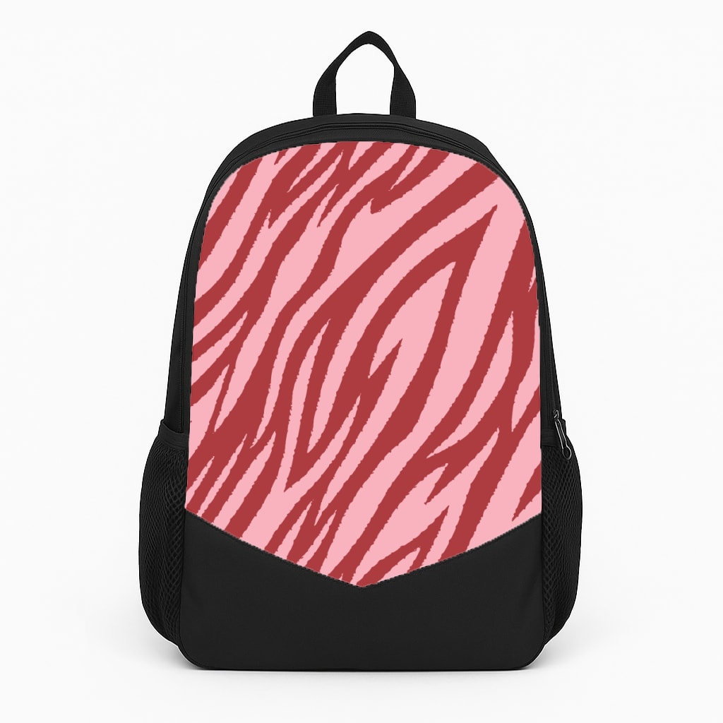 Red And Pink Tiger Print Large Backpack
