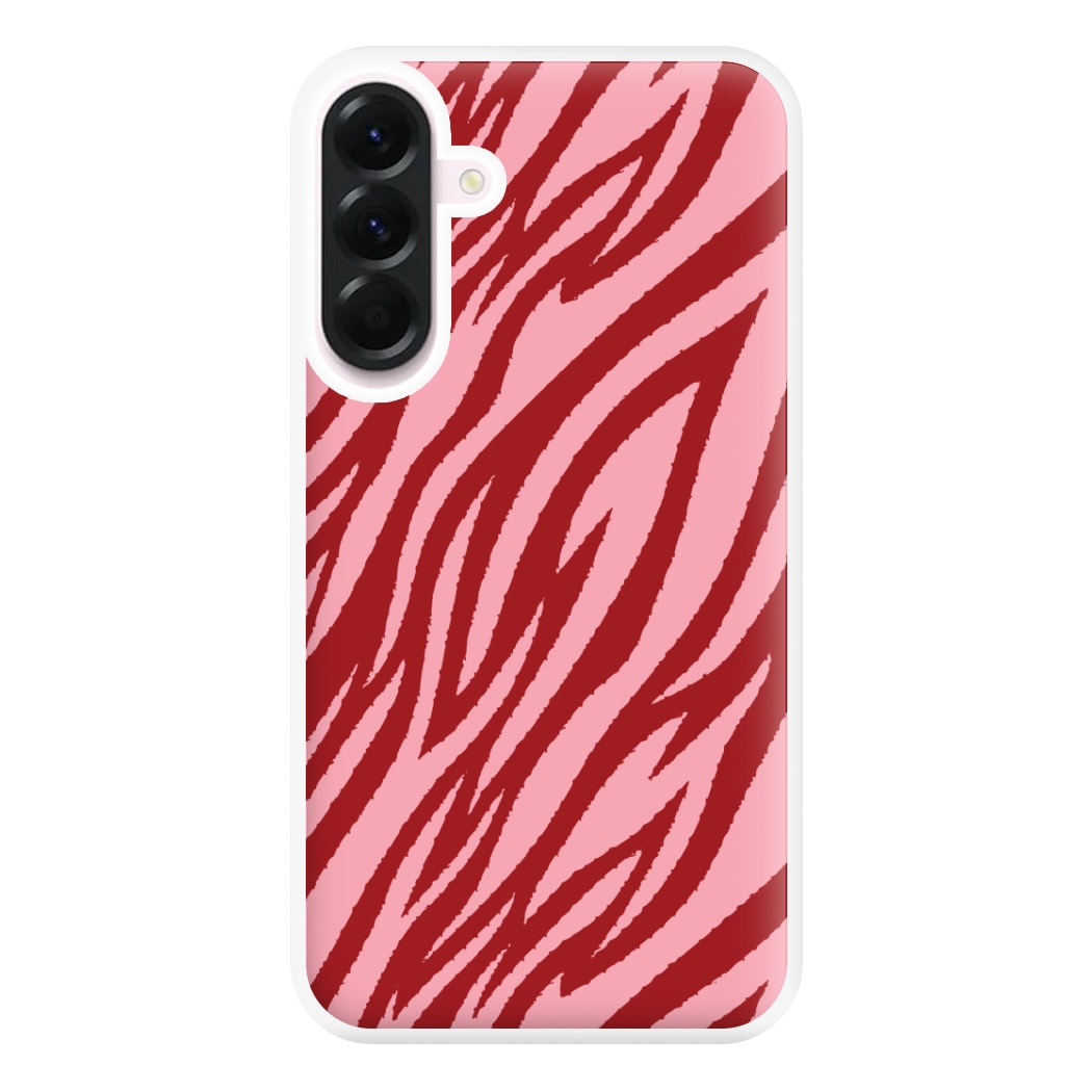 Red And Pink Tiger Print Phone Case for Galaxy A36