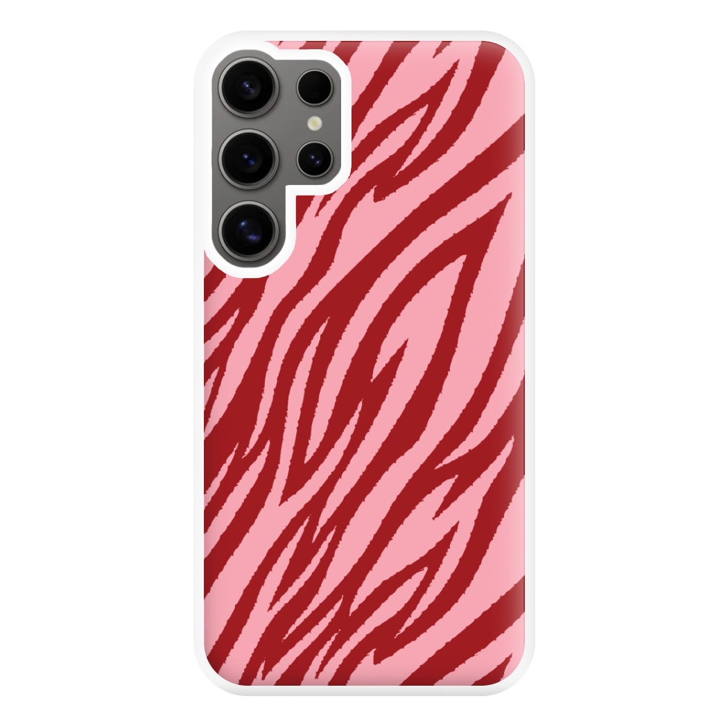 Red And Pink Tiger Print Phone Case for Galaxy S24 Ultra