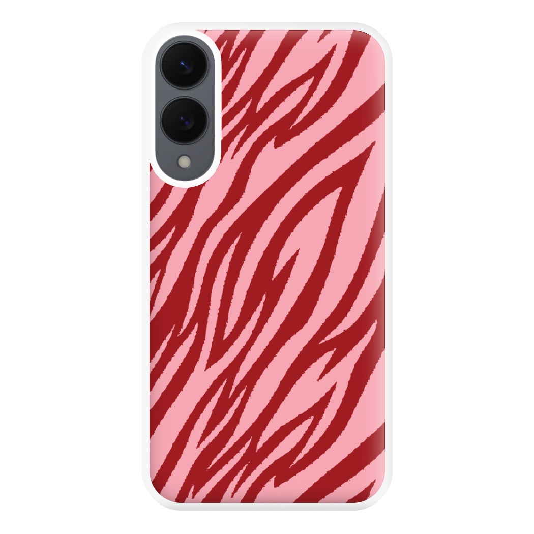 Red And Pink Tiger Print Phone Case for Galaxy S25 Edge