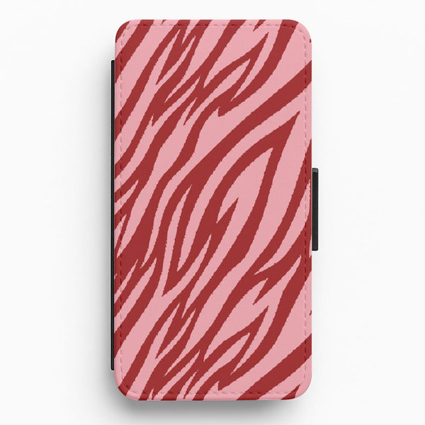 Red And Pink Tiger Print Flip / Wallet Phone Case
