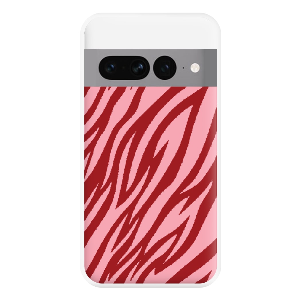 Red And Pink Tiger Print Phone Case for Google Pixel 7 Pro