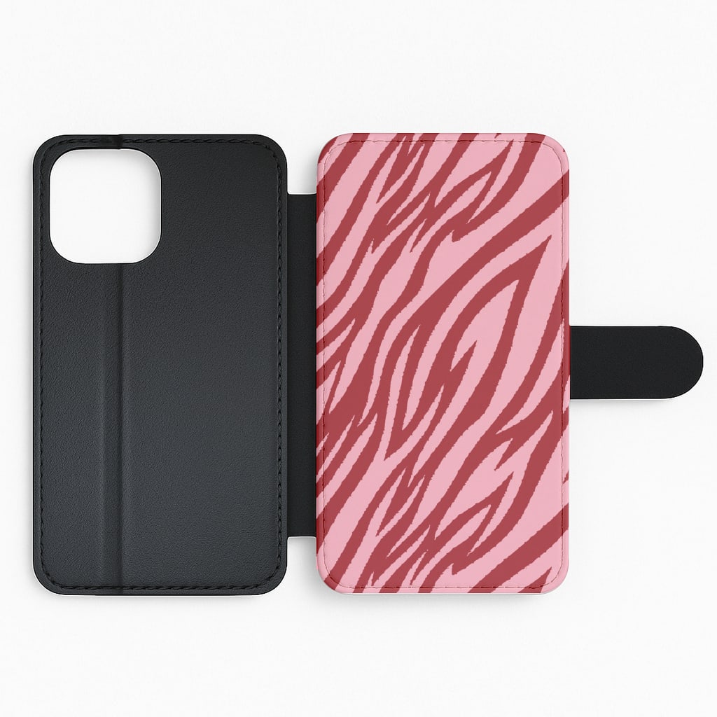 Red And Pink Tiger Print Flip Phone Case