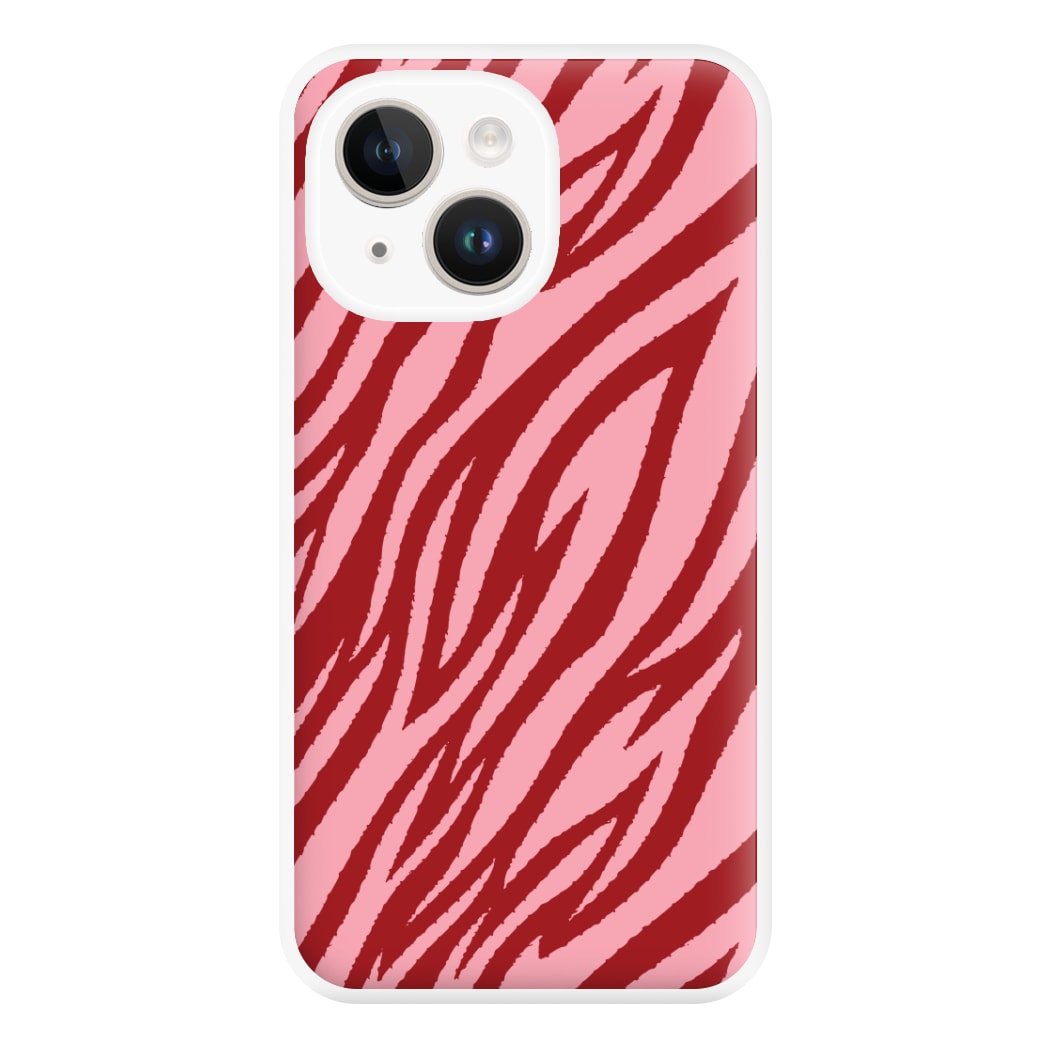 Red And Pink Tiger Print Phone Case for iPhone 14 Plus