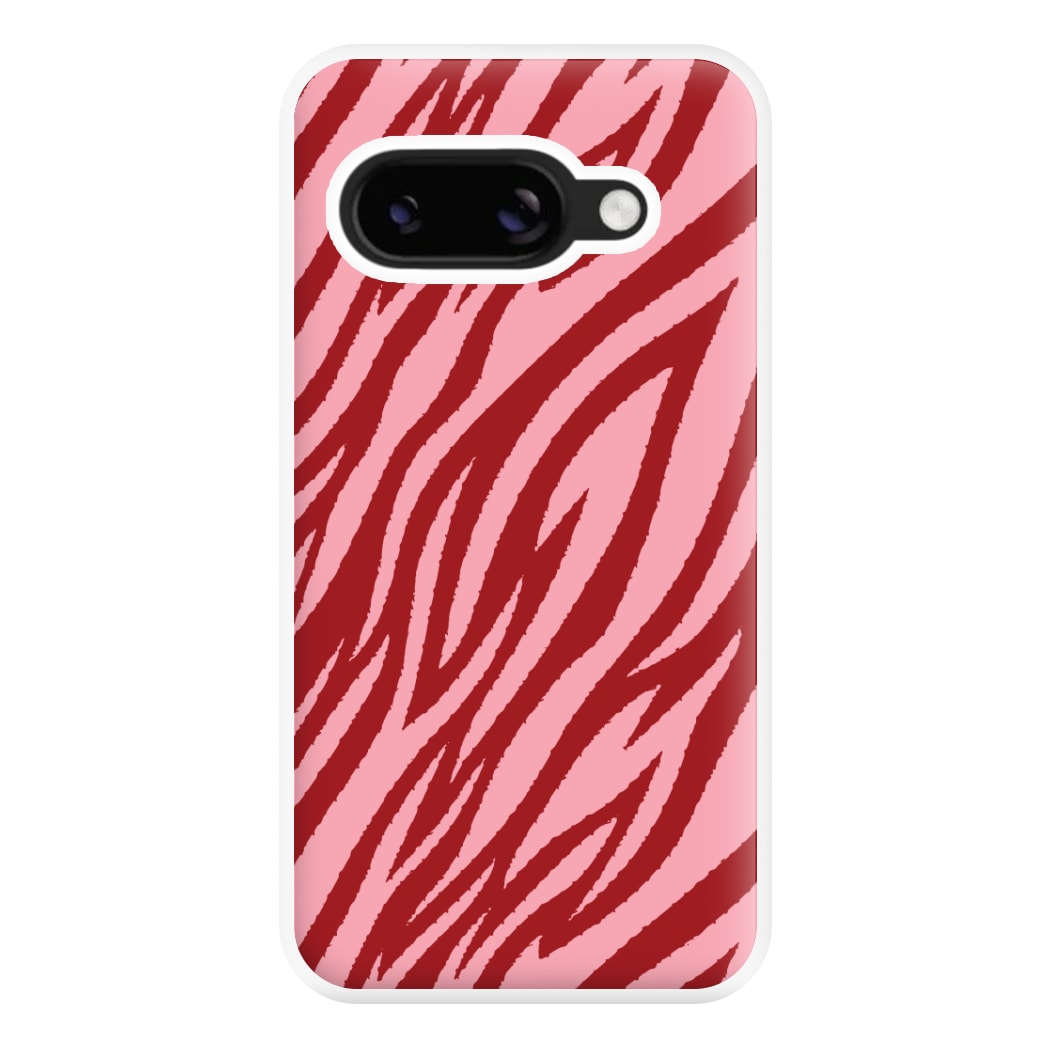 Red And Pink Tiger Print Phone Case for Google Pixel 8a
