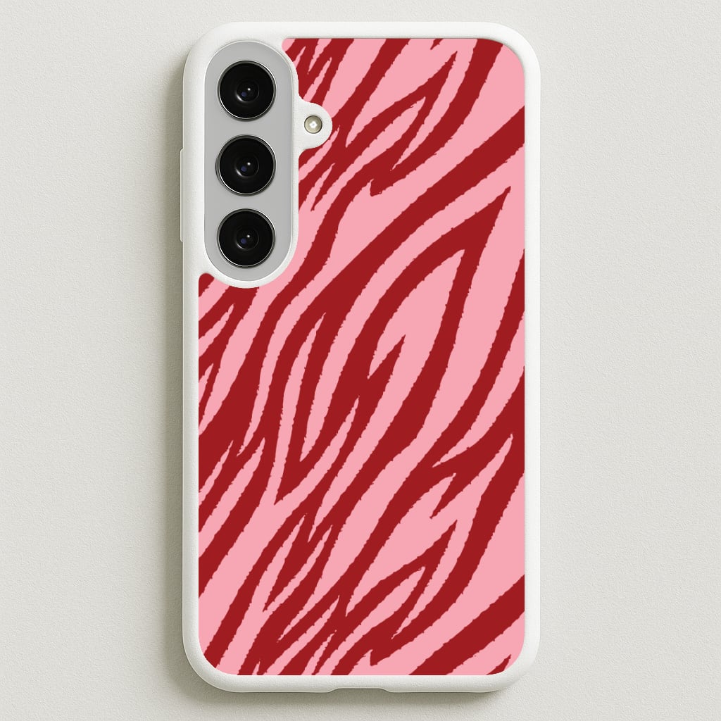 Red And Pink Tiger Print Phone Case for Galaxy S25FE