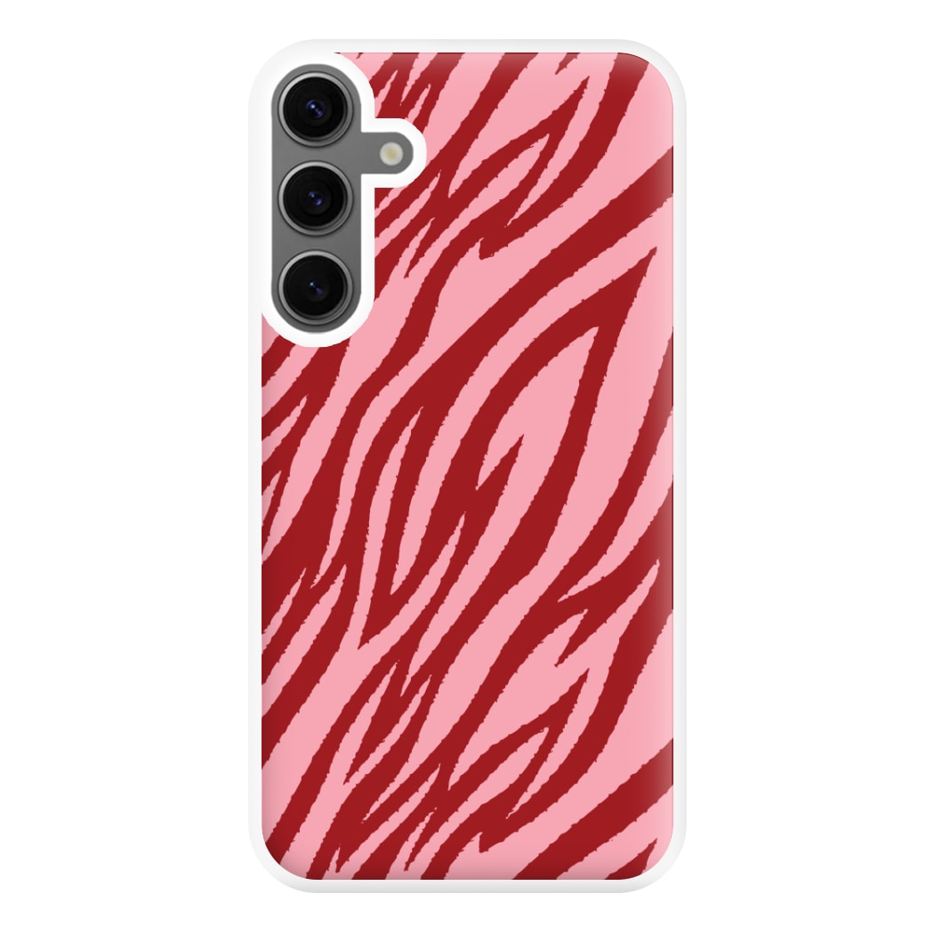 Red And Pink Tiger Print Phone Case for Galaxy S24FE