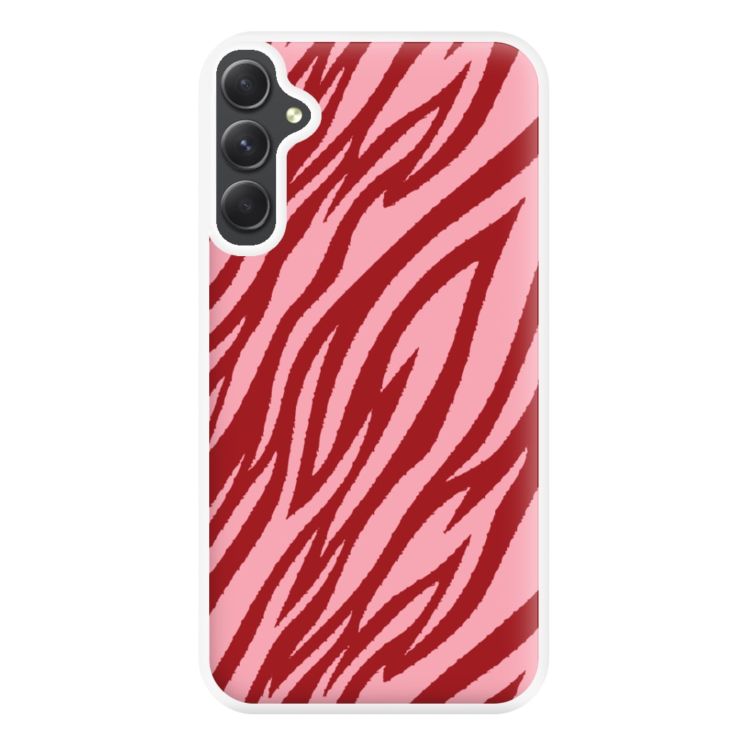 Red And Pink Tiger Print Phone Case for Galaxy A34