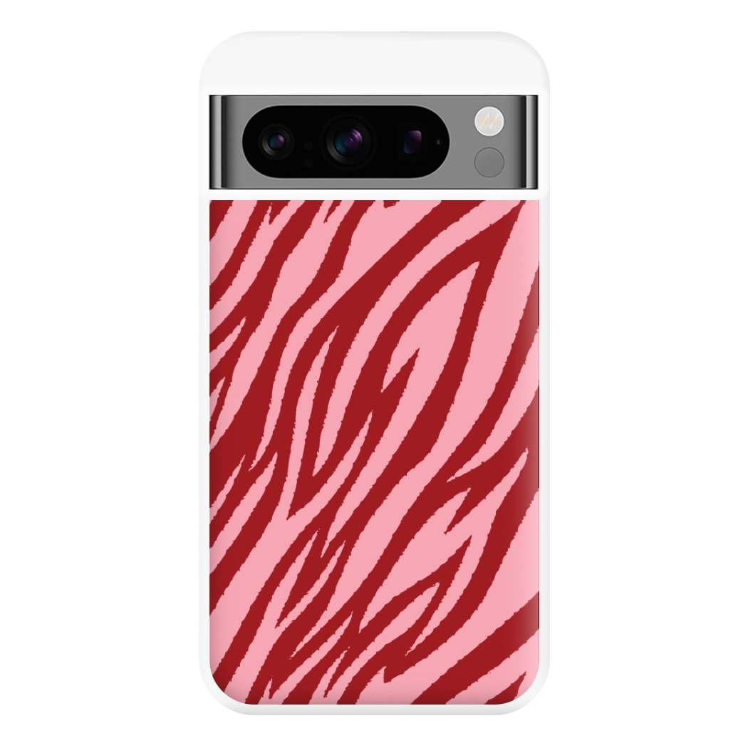 Red And Pink Tiger Print Phone Case for Google Pixel 8 Pro