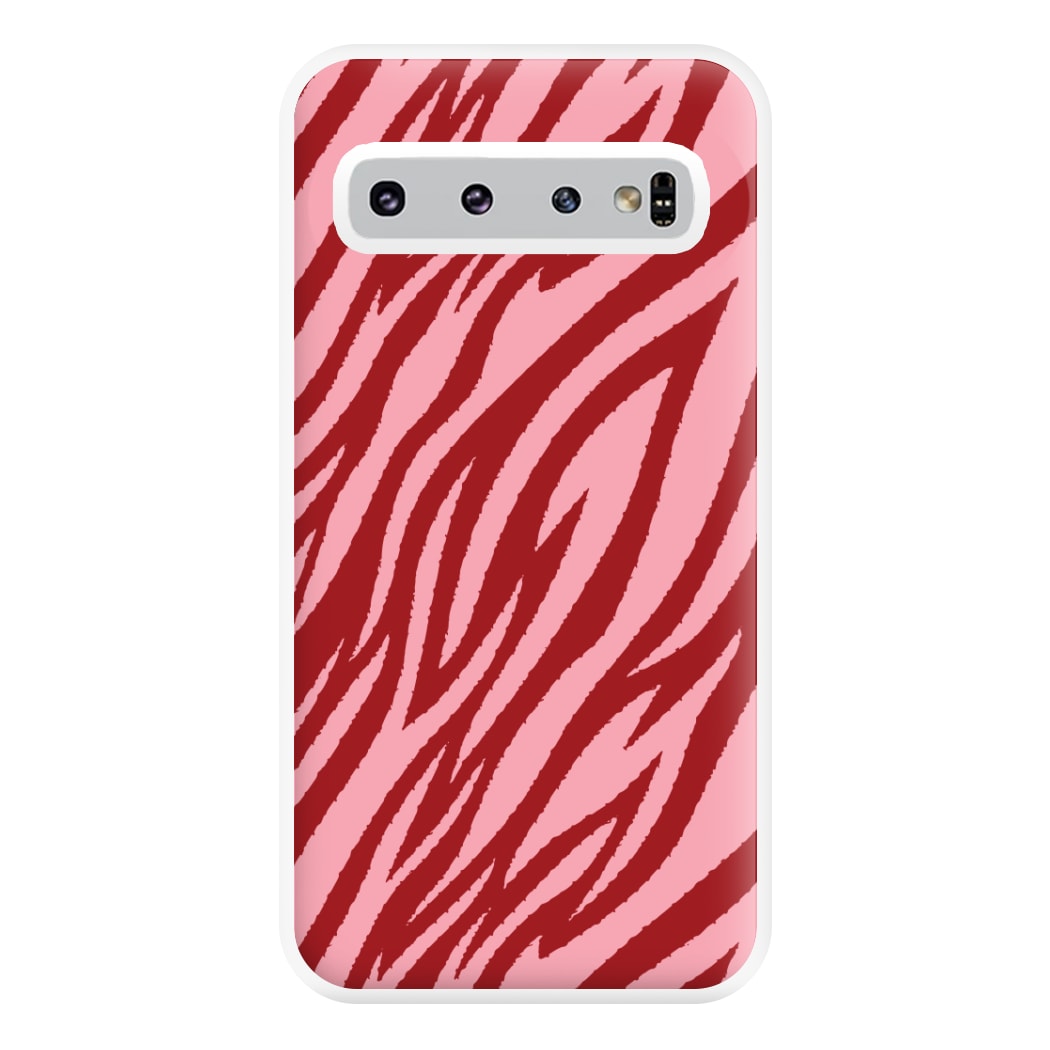 Red And Pink Tiger Print Phone Case for Galaxy S10 Plus