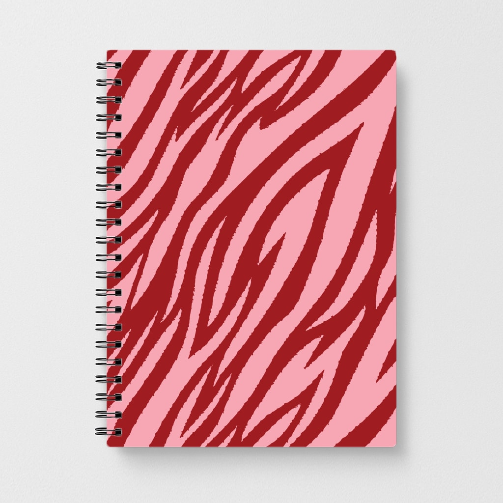 Red And Pink Tiger Print Notebook