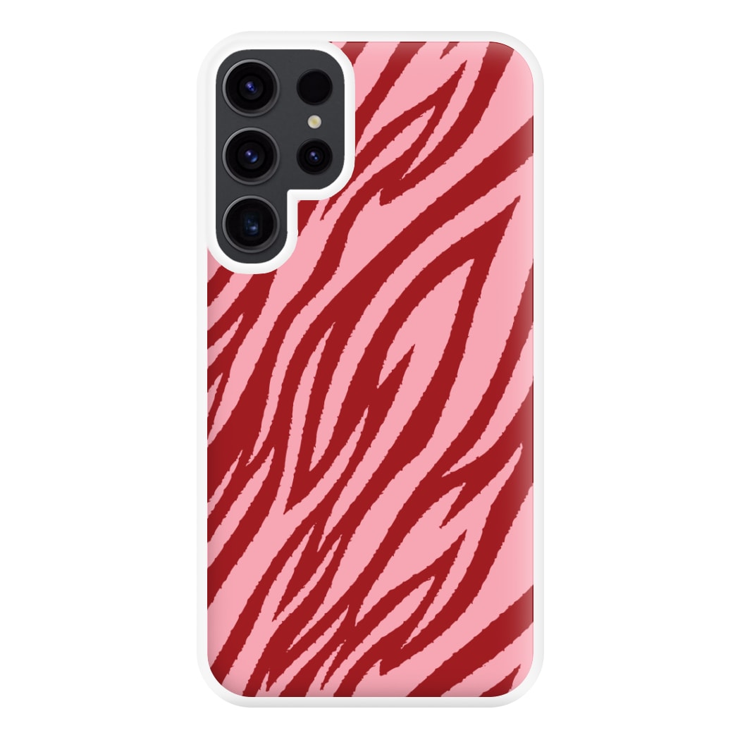 Red And Pink Tiger Print Phone Case for Galaxy S23 Ultra