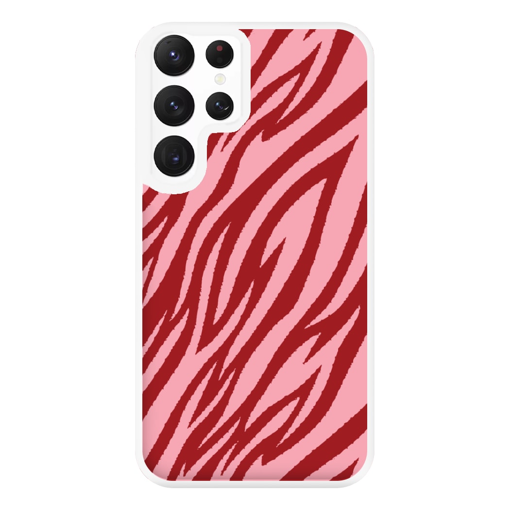 Red And Pink Tiger Print Phone Case for Galaxy S22 Ultra