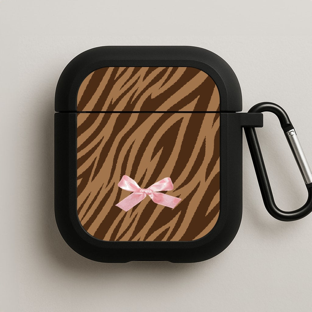 Coquette Brown Tiger Print AirPods Case