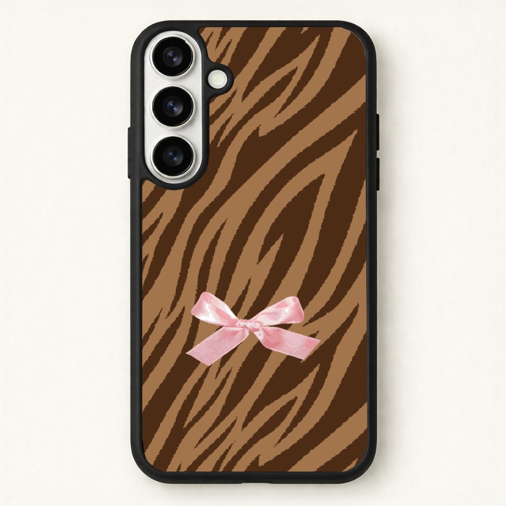 Coquette Brown Tiger Print Phone Case for Galaxy S26 Plus
