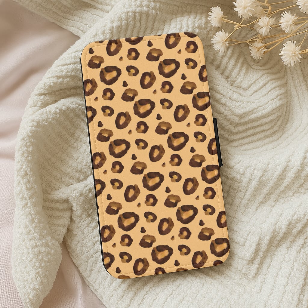 Watercolour Cheetah Print Wallet Phone Case