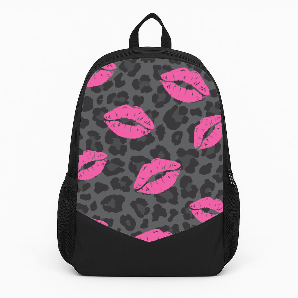 Pink Lipstick Cheetah Print Backpack
