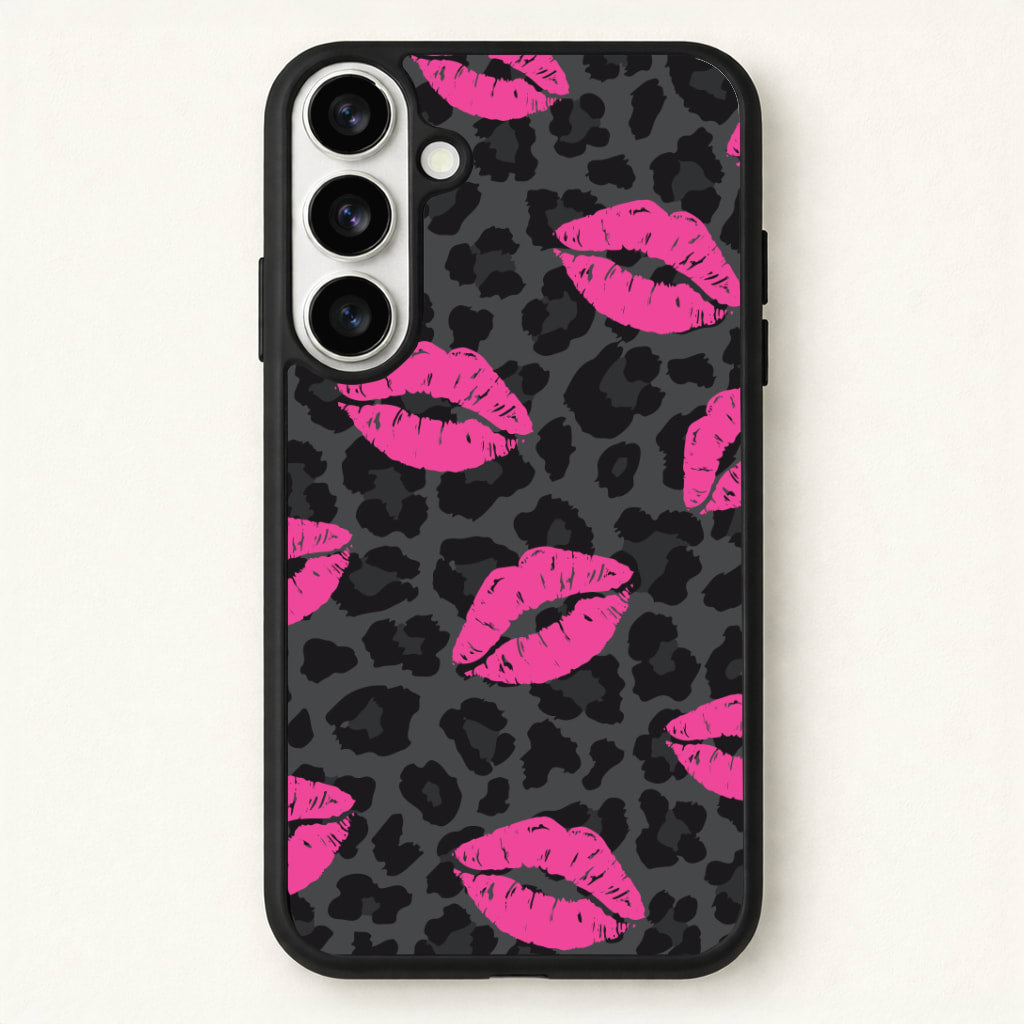 Pink Lipstick Cheetah Print Phone Case for Galaxy S26